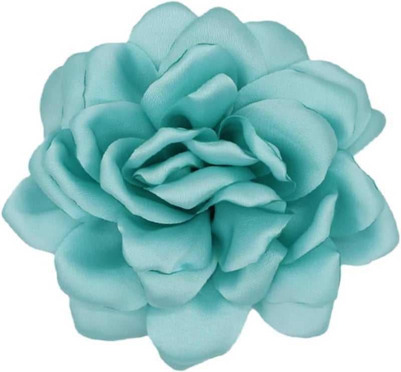 Decixde Satin Fabric Rose Flower Brooches - Handmade Floral Accessory for Wedding Party Dance Banquet Ceremony - Size: 4.72in - Image 5